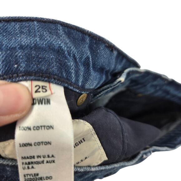 BALDWIN SZ 25 BLUE THERESE CUT 421 HIGH RISE CLASSIC STRAIGHT COTTON JEANS - Picture 5 of 8